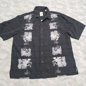 Jamaica Jaxx Shirt Mens Large Black Silk Short Sleeve Button-Up Hawaiian